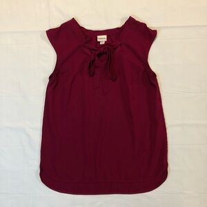 Merona Womens Sleeveless Pullover Stretch Self Front Tie Hi-Low Hem Maroon Top S